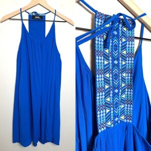 Lulus Capri Blue Embroidered Racerback Top Boho Sleeveless Tank Womens L